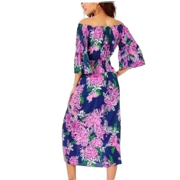 Lilly Pulitzer Ravyn Off Shoulder Midi Dress XS - Picture 2 of 8